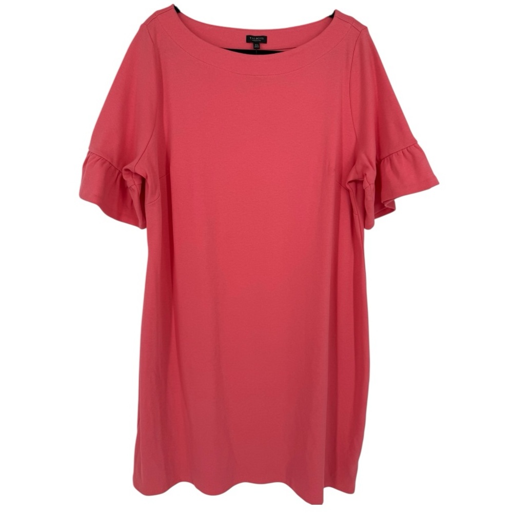 NWT Talbots Ruffle‎ Sleeve Shift Dress Salmon Pink Size 2XP